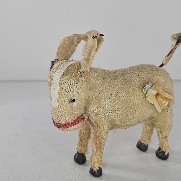 Antique Japan Working Mohair Windup Toy Donkey With Bug On Hip Missing Key AS IS - Picture 7 of 9